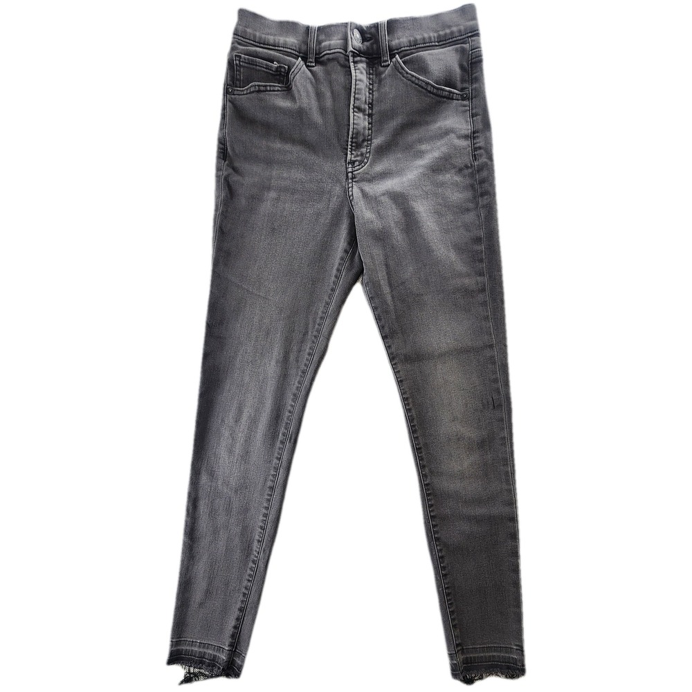 Express Women Skinny Jeans 6R High Rise Raw Hem Smoke Gray Black